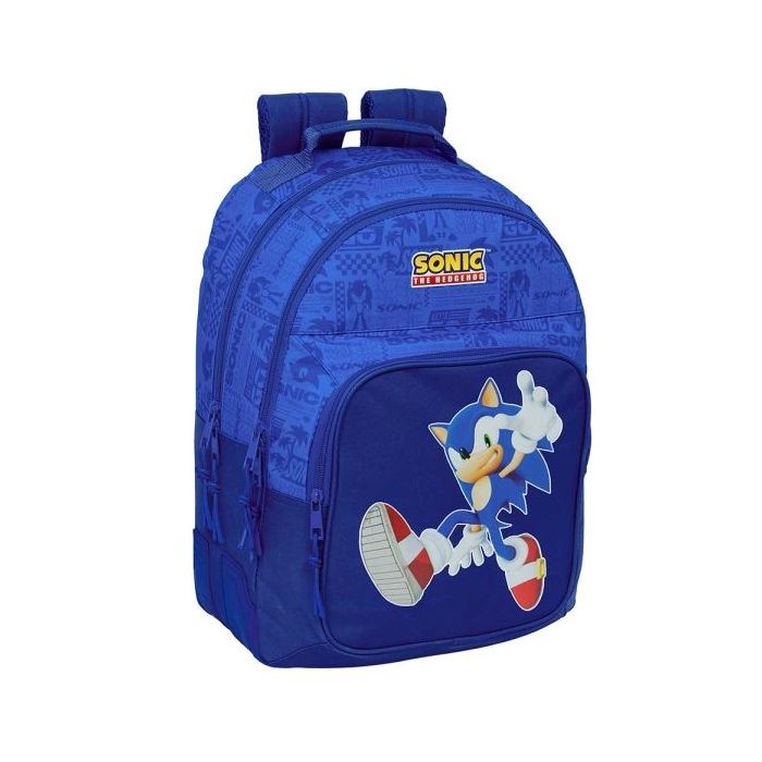 Safta Sonic Mochila con 2 Compartimentos - Cantoneras Antirozaduras - Adaptable a Carro - Bolsillo Frontal - Portabotellas - Tirador Doble - Hombreras Ergonomicas - 320x150x420mm - Color Azul Oscuro
