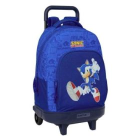 Safta Sonic Mochila con Carro - Extraible - Bolsillo Frontal - Portabotellas - Tirador Doble - Hombreras Acolchadas - Asa Acolchada - Tarjeta ID - Base Reforzada - 33L - 330x220x450mm - Color Azul Oscuro
