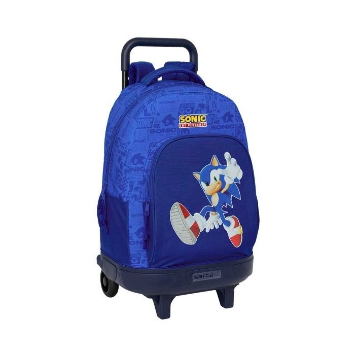 Safta Sonic Mochila con Carro - Extraible - Bolsillo Frontal - Portabotellas - Tirador Doble - Hombreras Acolchadas - Asa Acolchada - Tarjeta ID - Base Reforzada - 33L - 330x220x450mm - Color Azul Oscuro