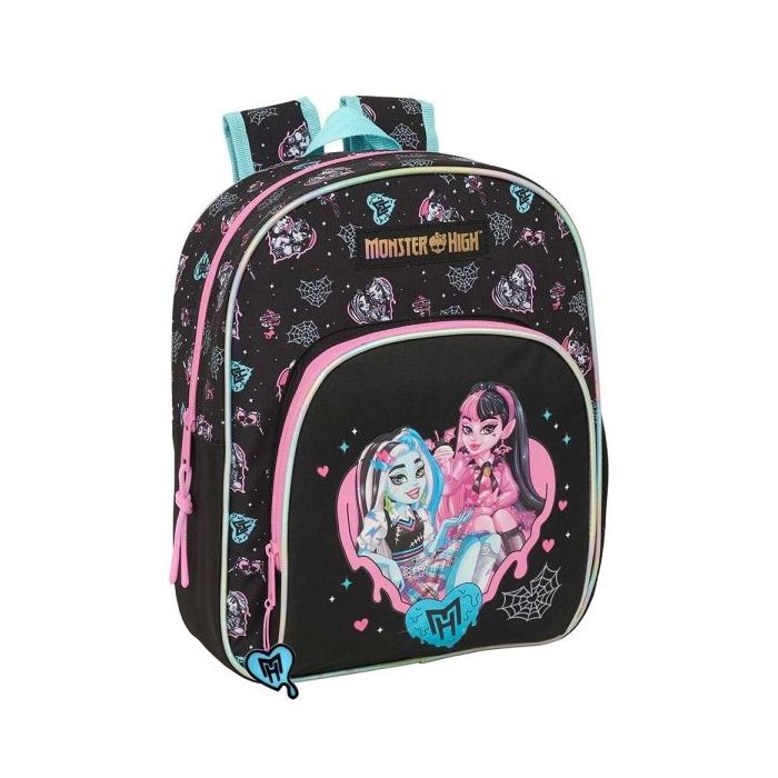 Safta Monster High Mochila Infantil - Adaptable a Carro - Portabotellas - Hombreras Acolchadas - Bolsillo Frontal - Asa Superior - 9.5L - 280x100x340mm - Color Negro