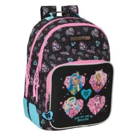 Safta Monster High Mochila con 2 Compartimentos - Antirozaduras - Adaptable a Carro - Bolsillo Frontal - Portabotellas - Tirador Doble - Hombreras Ergonomicas - 20L - 320x150x420mm - Color Negro