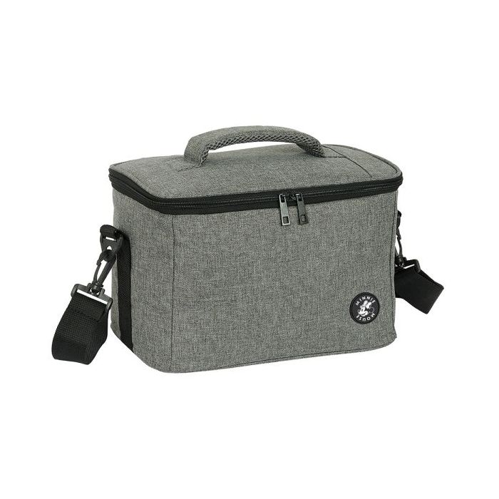 Safta Minnie Mouse Grey Bolsa Isotermica Porta Alimentos 9.2L - Cremallera - Asa Acolchada - Bandolera Ajustable - Repelente al Agua - Asa Superior - 290x180x190mm - Color Gris