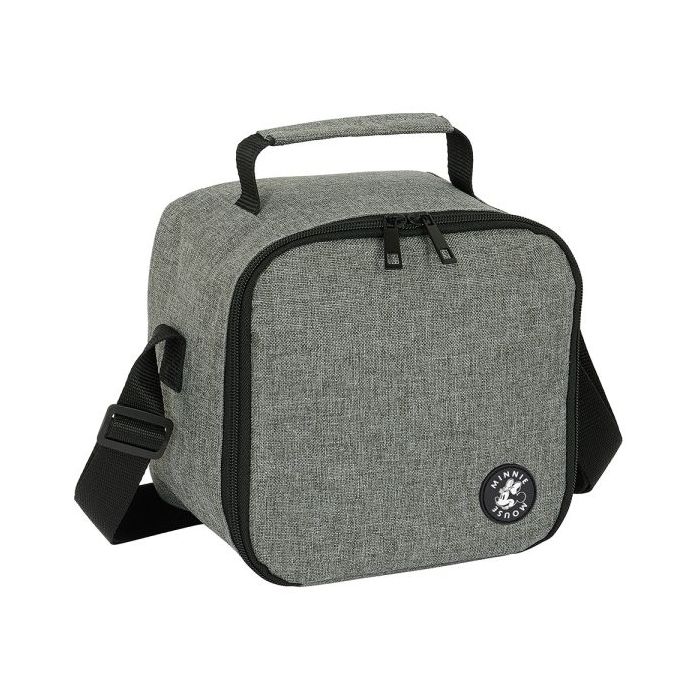 Safta Minnie Mouse Grey Bolsa Isotermica Porta Alimentos 4.4L - Cremallera - Interior Forrado de Aluminio - Bandolera Ajustable - Repelente al Agua - Asa Superior - 200x150x200mm - Color Gris