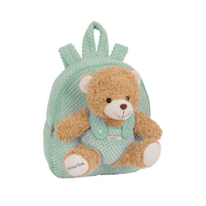Safta Mochila Preescolar con Osito - Cremallera - Osito Extraible - Hombreras Acolchadas - Asa Superior - 4.65L - 230x75x270mm - Color Turquesa