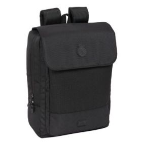 Safta Real Madrid Premium Mochila para Portatil hasta 13.3" - Conector USB - Rejilla Transpirable en la Espalda - Cinta para Maleta - Asa Superior - 13.6L - 290x120x390mm - Color Negro