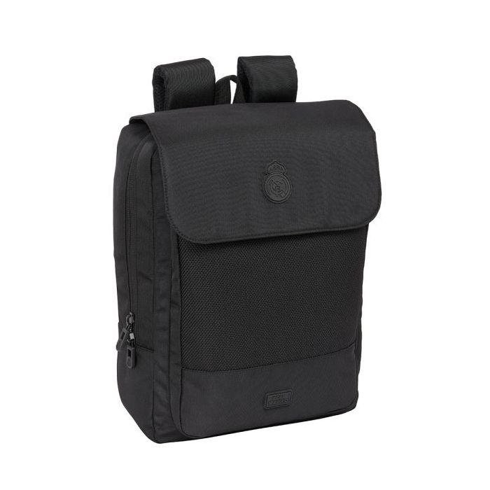 Safta Real Madrid Premium Mochila para Portatil hasta 13.3" - Conector USB - Rejilla Transpirable en la Espalda - Cinta para Maleta - Asa Superior - 13.6L - 290x120x390mm - Color Negro