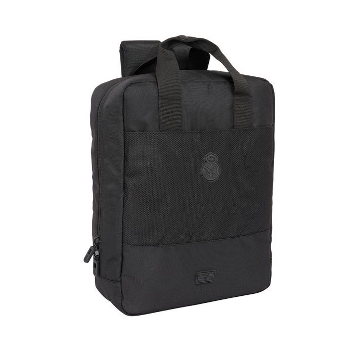 Safta Real Madrid Premium Mochila para Portatil hasta 13.3" - Cremallera - Conector USB - Hombreras Acolchadas - Cinta Ajustable - Compatible con Maleta - 290x110x390mm - Color Negro