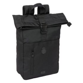Safta Real Madrid Premium Mochila para Portatil hasta 15.6" - Cremallera - Interior Acolchado - Rejilla Transpirable - Asa Superior - 15.3L - 280x130x420mm - Color Negro
