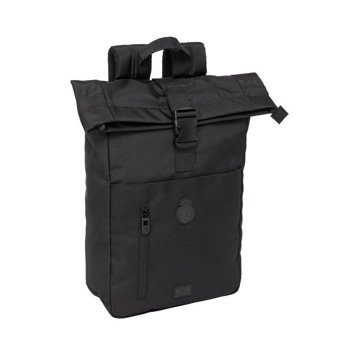 Safta Real Madrid Premium Mochila para Portatil hasta 15.6" - Cremallera - Interior Acolchado - Rejilla Transpirable - Asa Superior - 15.3L - 280x130x420mm - Color Negro