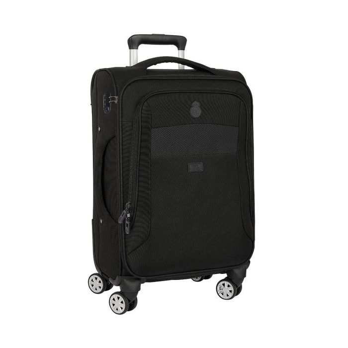 Safta Real Madrid Premium Maleta Trolley de Cabina 20” - Cierre con Candado - Bolsillo para Portatil - Asas en 2 Lados - Protecciones Laterales - 35.7L - 350x200x510mm - Color Negro