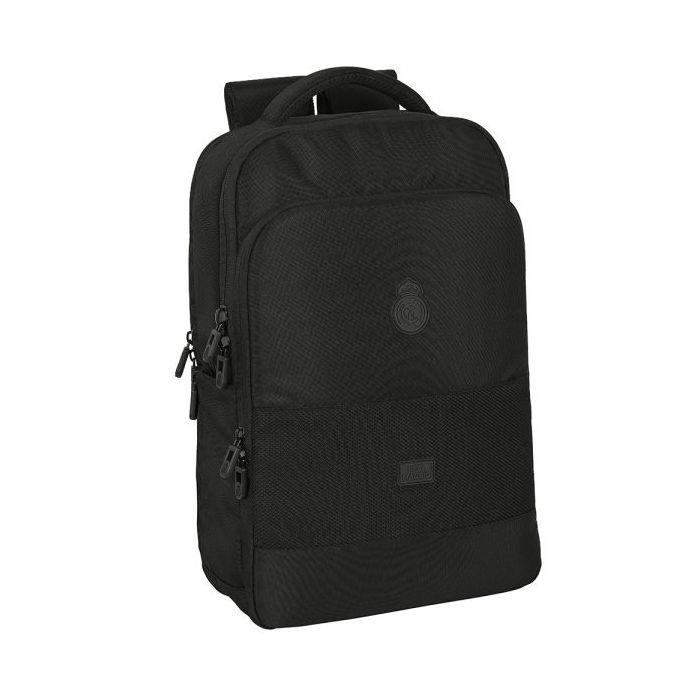 Safta Real Madrid Premium Mochila para Portatil hasta 15.6" - Conector USB - Hombreras Acolchadas - Portabotellas - Organizador - Cremalleras Dobles - 19.15L - 290x150x440mm - Color Negro