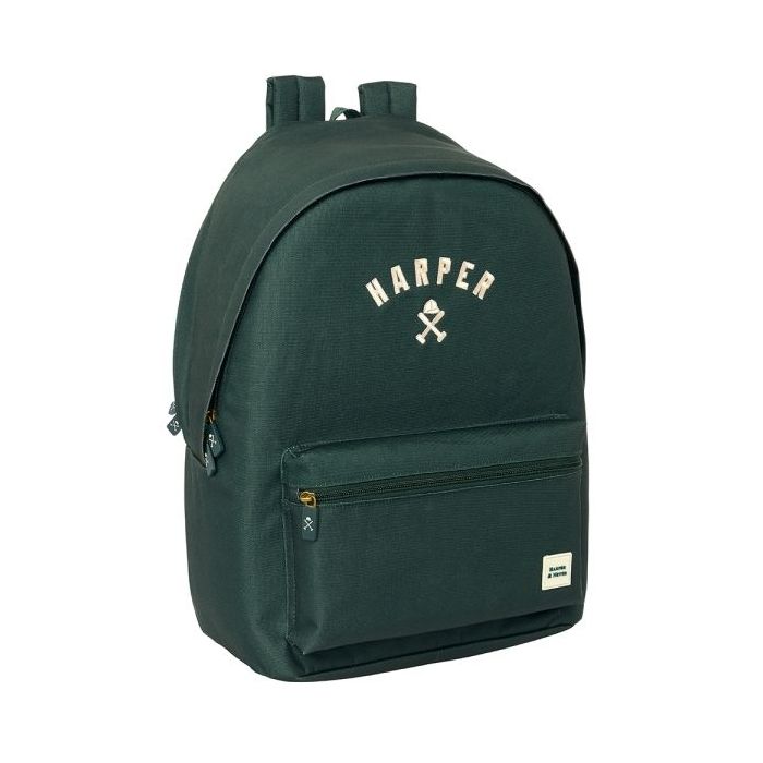 Safta Harper and Neyer Green Mochila para Portatil hasta 15.6" - Antirrobo - Conector USB - Base Acolchada - Hombreras Ergonomicas - Asa Superior - 24.55L - 310x180x440mm - Color Verde Oscuro