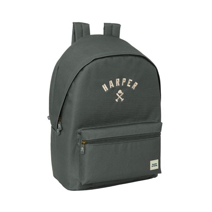 Safta Harper and Neyer Grey Mochila para Portatil hasta 15.6" - Conector USB - Base Acolchada - Tirador Doble - Hombreras Ergonomicas - Asa Superior - 24.55L - 310x180x440mm - Color Gris Oscuro