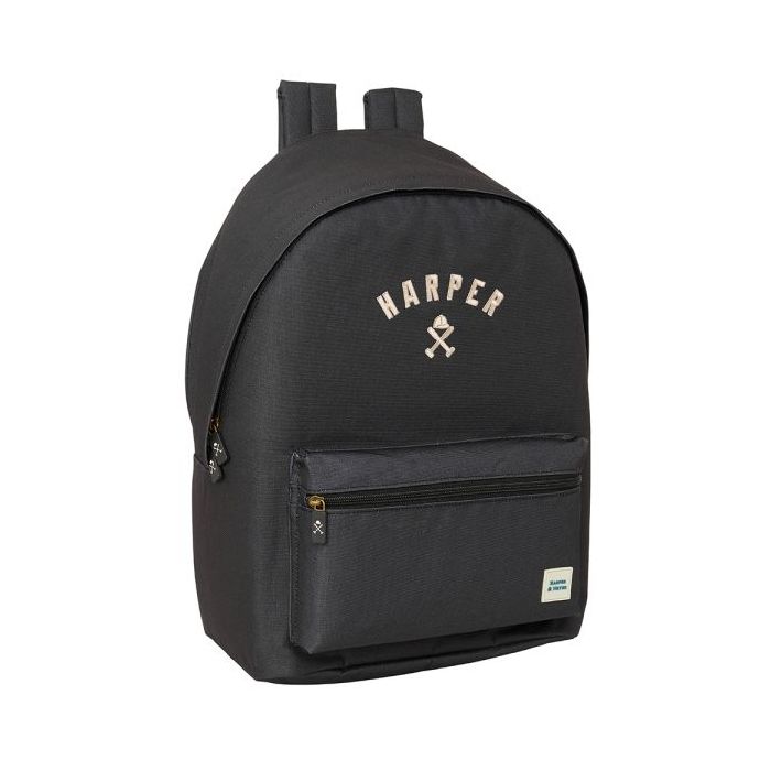Safta Harper and Neyer Black Mochila para Portatil hasta 15.6" - Conector USB - Base Acolchada - Tirador Doble - Hombreras Ergonomicas - Asa Superior - 24.55L - 310x180x440mm - Color Negro