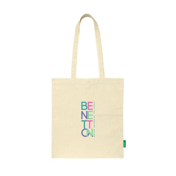 Safta Benetton Tote Bag Bolsa de Tela - Asas de Mano - Color Beige