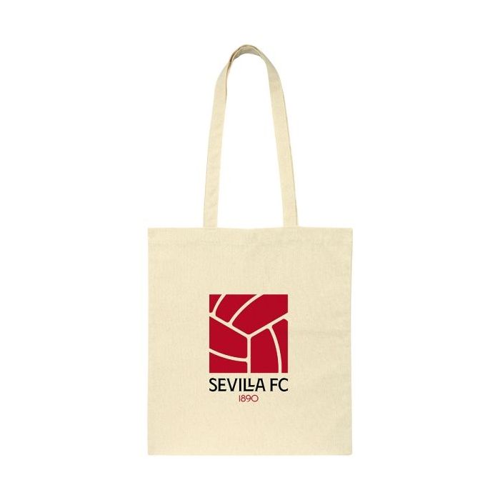 Safta Sevilla FC Tote Bag Bolsa de Tela - Asas de Mano - 100% Algodon - Cierre con Clip - Facil Cuidado - 38x42cm - Color Beige