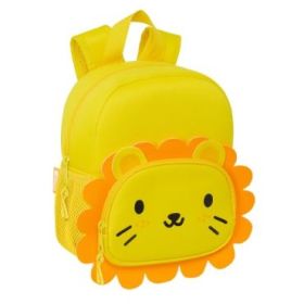 Safta Leon Mochila de Neopreno - Bolsillo Frontal - Tirador Doble - Portabotellas - Interior Forrado - Hombreras y Espalda Acolchadas - Asa de Mano - 200x90x250mm - Color Amarillo