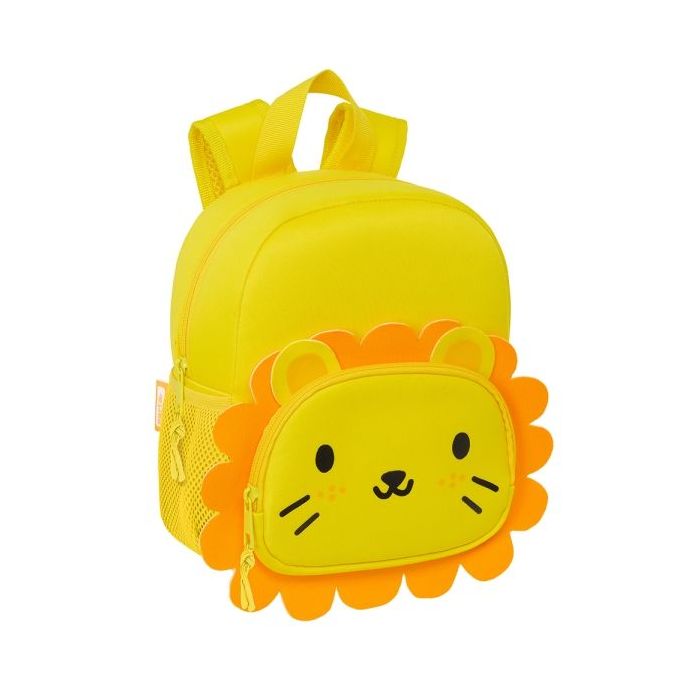 Safta Leon Mochila de Neopreno - Bolsillo Frontal - Tirador Doble - Portabotellas - Interior Forrado - Hombreras y Espalda Acolchadas - Asa de Mano - 200x90x250mm - Color Amarillo