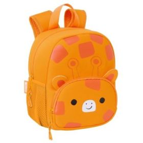 Safta Jirafa Mochila de Neopreno - Bolsillo Frontal - Tirador Doble - Portabotellas - Interior Forrado - Hombreras y Espalda Acolchadas - Asa de Mano - 200x90x250mm - Color Naranja