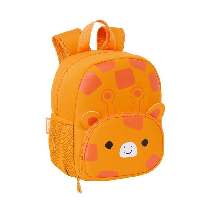 Safta Jirafa Mochila de Neopreno - Bolsillo Frontal - Tirador Doble - Portabotellas - Interior Forrado - Hombreras y Espalda Acolchadas - Asa de Mano - 200x90x250mm - Color Naranja