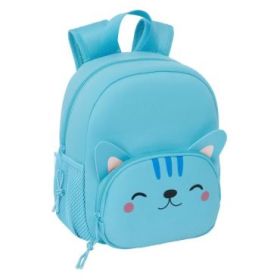 Safta Gato Mochila de Neopreno - Bolsillo Frontal - Tirador Doble - Portabotellas - Interior Forrado - Hombreras Acolchadas - Asa Superior - Material Neopreno Resistente - 200x90x250mm - Color Azul