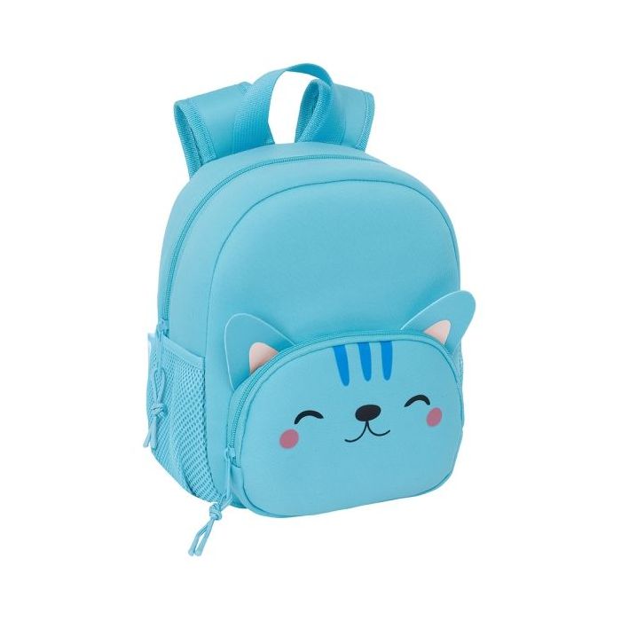 Safta Gato Mochila de Neopreno - Bolsillo Frontal - Tirador Doble - Portabotellas - Interior Forrado - Hombreras Acolchadas - Asa Superior - Material Neopreno Resistente - 200x90x250mm - Color Azul
