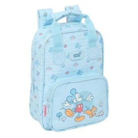 Safta Mickey Mouse Baby Mochila Infantil - Bolsillo Frontal - Tarjeta ID - Hombreras Acolchadas - Asa Forrada - 4.5L - 200x80x280mm - Color Azul Claro