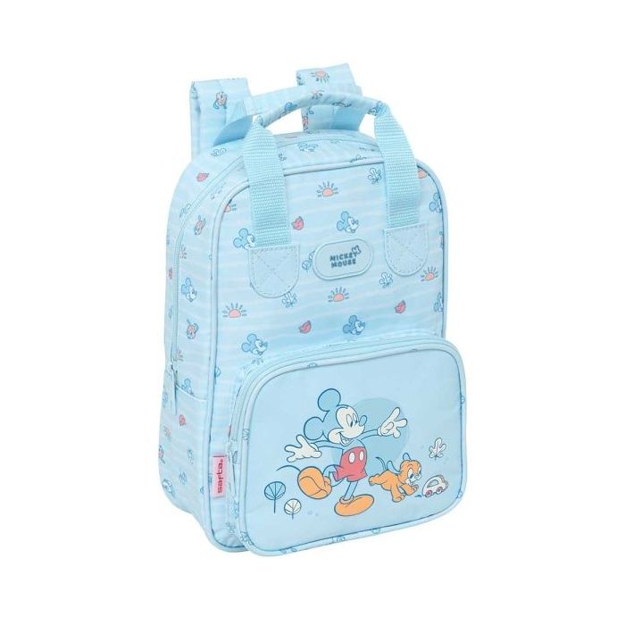 Safta Mickey Mouse Baby Mochila Infantil - Bolsillo Frontal - Tarjeta ID - Hombreras Acolchadas - Asa Forrada - 4.5L - 200x80x280mm - Color Azul Claro