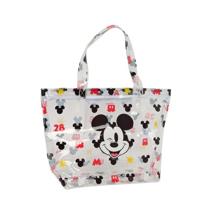 Safta Mickey Mouse Beach Bolso Grande - Cremallera - Bolsillo Interior - Asas Superiores - 31L - Ideal para Compras y Viajes - 540x170x350mm - Color Blanco