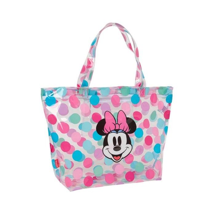 Safta Minnie Mouse Beach Bolso Grande - Cremallera - Bolsillo Interior - Asas Superiores - 31L - Ideal para Compras y Playa - 540x170x350mm - Color Transparente