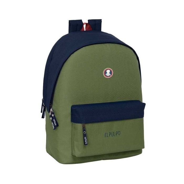 Safta el Pulpo Mochila para Portatil hasta 15.6" - Conector USB - Base Acolchada - Tirador Doble - Hombreras Ergonomicas - Asa Superior - 310x180x440mm - Color Verde Oscuro
