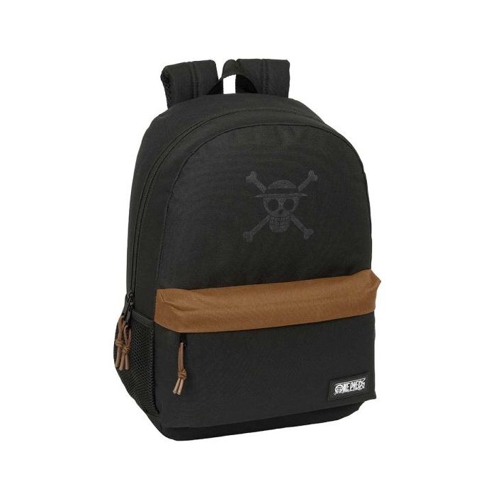 Safta One Piece Mochila Adaptable a Carro - Bolsillos Laterales - Doble Tirador en Cremallera - Bolsillo Frontal - Hombreras Ergonomicas - Asa de Mano Superior - 19L - 300x140x460mm - Color Negro