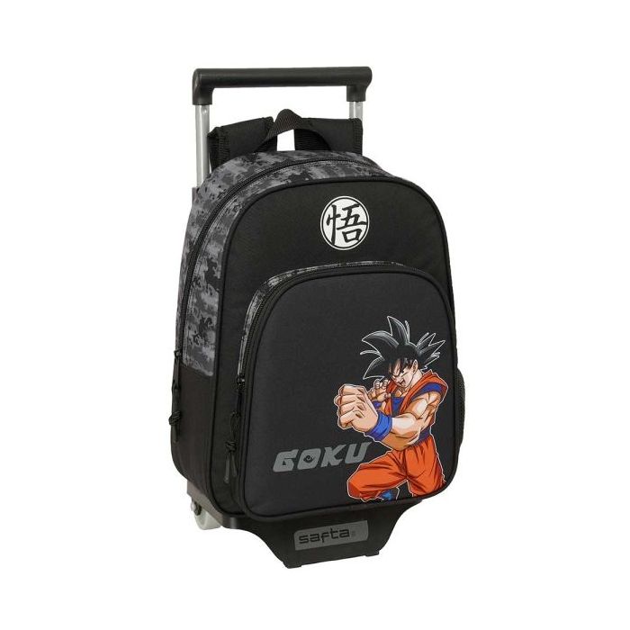 Safta Dragon Ball Mochila con Carro - Portabotellas - Hombreras Ergonomicas - Bolsillo Frontal - Asa de Mano Superior - Mochila Extraible - Material Resistente - 27x10x67cm - Color Negro