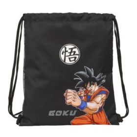 Safta Dragon Ball Saco Plano - Bolsillo con Cremallera - Cierre con Cordones - 5L - Material Practico - Uso Diario - Compacto y Ligero - 350x10x400mm - Color Negro