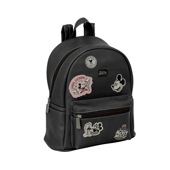 Safta Mickey Mouse Mini Mochila - Cremallera - Bolsillo Frontal - Tirador Doble - Bolsillo Lateral - Interior Forrado - Hombreras Ajustables - Asa Superior - 240x120x280mm - Color Negro