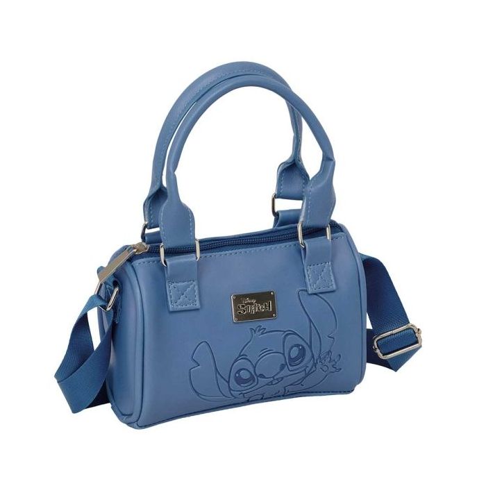 Safta Stitch Blue Bolso - Cremallera - Interior Forrado - Asas y Bandolera Ajustables - 1.20L - 160x75x100mm - Color Azul