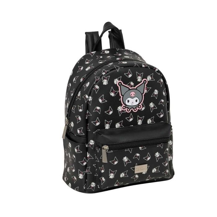 Safta Kuromi Mini Mochila - Bolsillo Frontal - Cremalleras con Doble Tirador - Bolsillo Lateral - Interior Forrado - Hombreras Ajustables - Asa Superior Comoda - 240x120x280mm - Color Negro