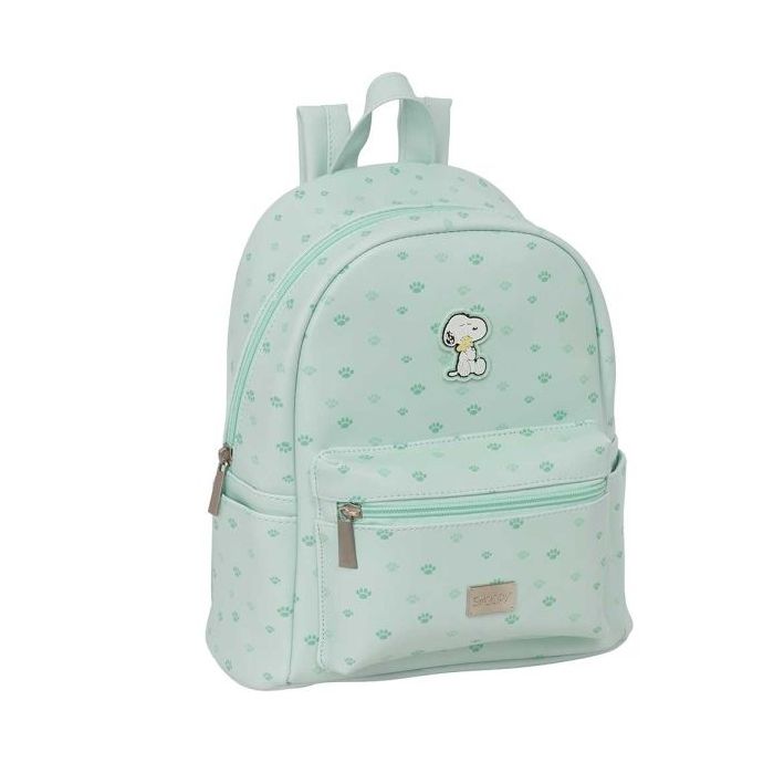 Safta Snoopy Mini Mochila - Bolsillo Frontal - Cremalleras con Doble Tirador - Bolsillo Lateral - Interior Forrado - Hombreras Ajustables - Asa Superior. - 240x120x280mm - Color Menta