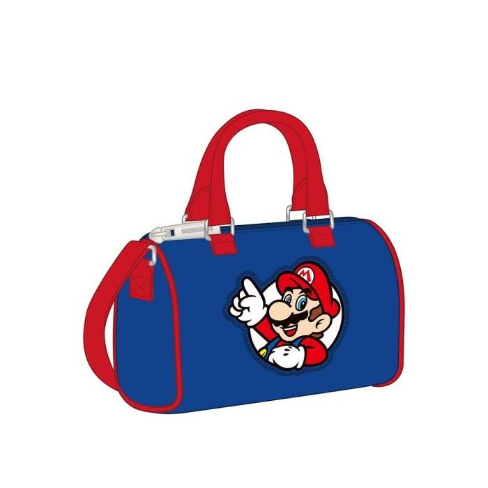 Safta Super Mario Bolso - Cremallera - Interior Forrado - Asas y Bandolera Ajustables - 1.20L - 160x75x100mm - Color Rojo y Azul