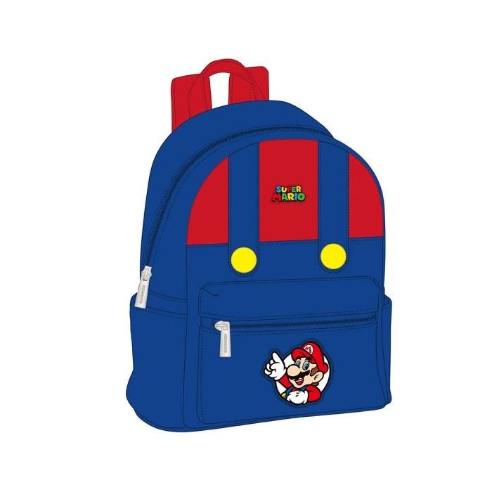 Safta Super Mario Mini Mochila - Bolsillo Frontal - Interior Forrado - Hombreras Ajustables - Asa Superior - 9L - 240x120x280mm - Color Rojo y Azul