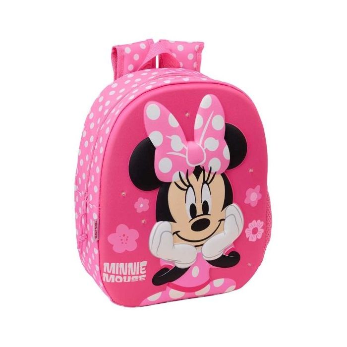 Safta Minnie Mouse Mochila 3D - Luces LED - Portabotellas - Hombreras Acolchadas - Asa Superior - 8.64L - 270x100x330mm - Color Rosa