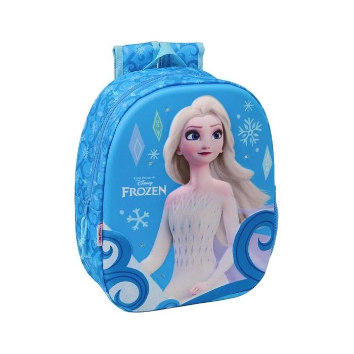 Safta Frozen Mochila 3D - Luces LED - Portabotellas - Hombreras Acolchadas - Asa Superior - 8.64L - 270x100x330mm - Color Azul