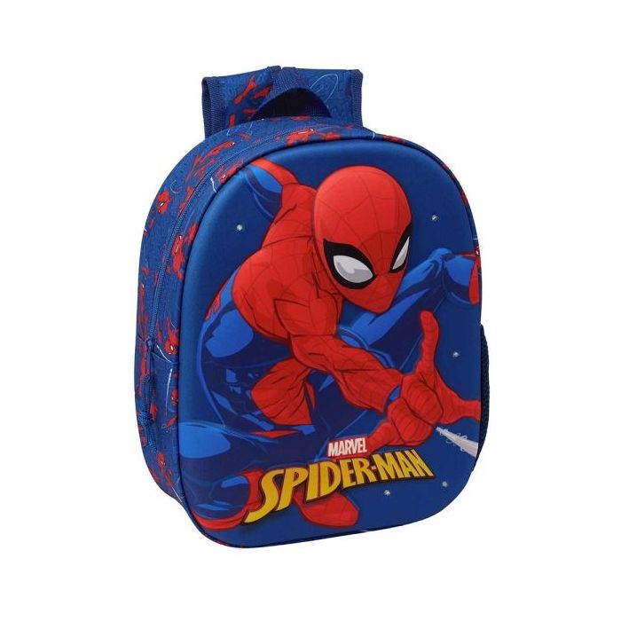 Safta Spider-Man 3D Mochila 3D - Luces LED - Portabotellas - Hombreras Acolchadas - Asa Superior - 8.64L - 270x100x330mm - Color Azul