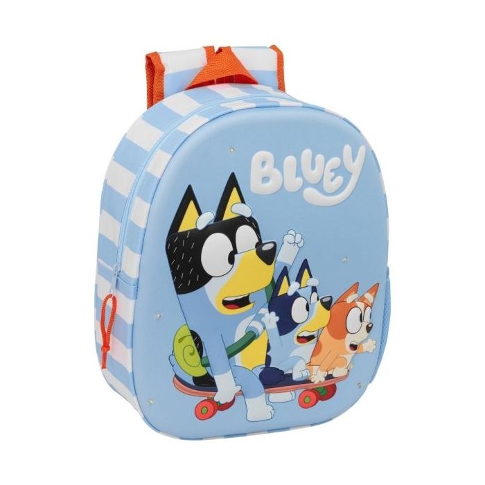 Safta Bluey Mochila 3D - Luces LED Integradas - Bolsillo Lateral - Hombreras Acolchadas - Asa Superior - 27x10x33cm - Color Azul