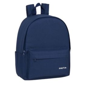 Safta Mochila para Portatil hasta 14.1" - Interior Acolchado - Correas Acolchadas - Cremallera Doble - Asa Superior - 19.85L - 310x160x400mm - Color Azul Marino