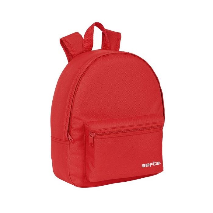 Safta Mini Mochila - Bolsillo Frontal - Cremallera - Hombreras Ajustables - Asa Superior Comoda - Compacta y Ligera - Ideal para Uso Diario - 270x100x320mm - Color Rojo