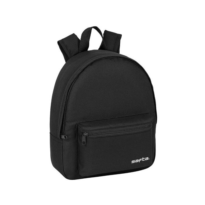 Safta Mini Mochila - Bolsillo Frontal - Cremallera - Hombreras Ajustables - Asa Superior - Compacta y Ligera - 8.65L - 270x100x320mm - Color Negro
