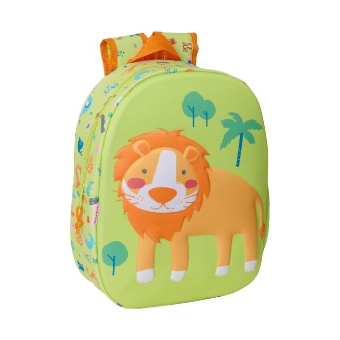 Safta Leon Mochila 3D - Portabotellas - Hombreras Acolchadas - Asa Superior - Ligero y Duradero - Color Verde Claro
