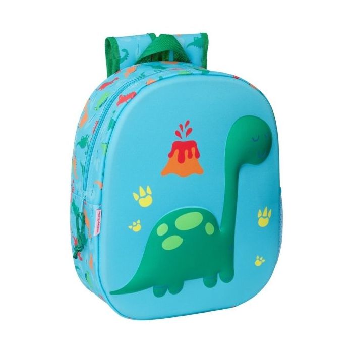 Safta Dino Mochila 3D - Portabotellas - Hombreras Acolchadas - Asa Superior - Resistente y Duradero - Uso Diario - Versatil y Practico - Color Azul