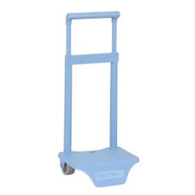 Safta Carro Portamochilas - Sujecion Universal - Material Resistente de Polipropileno - Ruedas de PVC Silenciosas - 18x16x35cm - Color Azul Claro